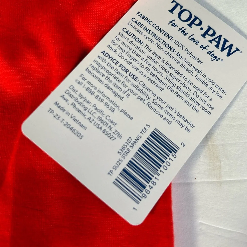 Top Paw Star Spangled Patriotic Pup Dog Tee S